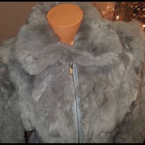 Bebe rare 100% Rabbit fur & leather jacket